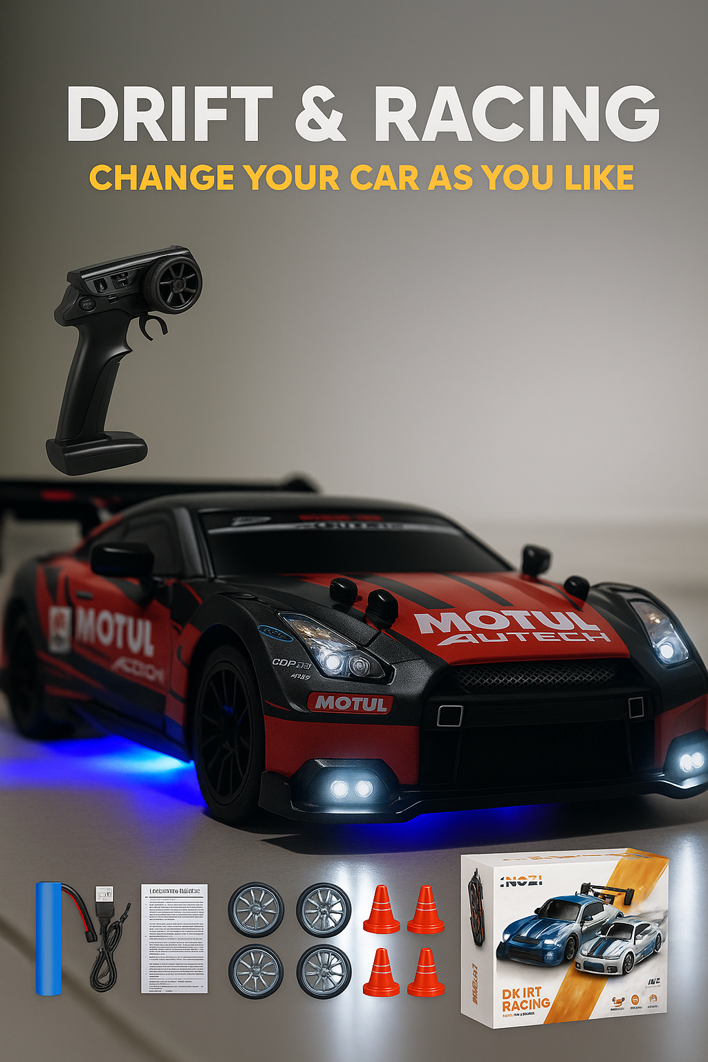 “El auto RC que redefine el drifting desde tus manos.”